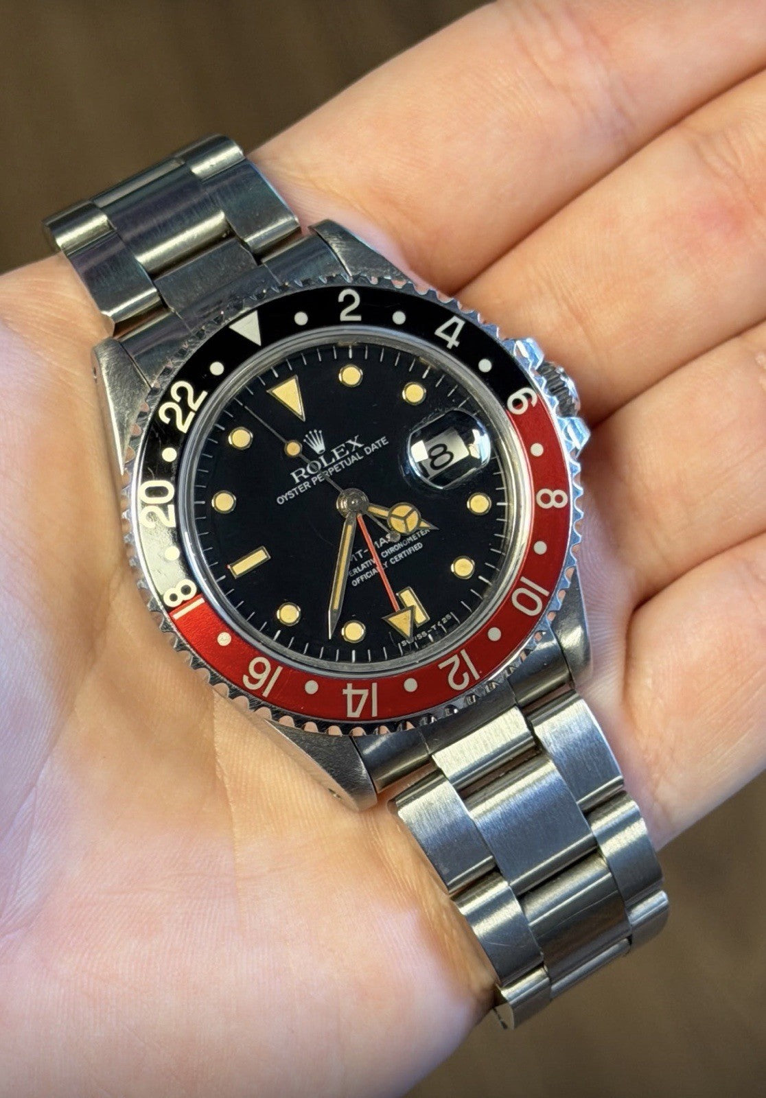 ROLEX GMT 16700 1991 COKE GMT UNBELIVEABLE PUMPKIN SPIDER DIAL - Collect £79501