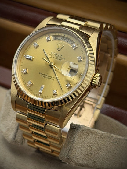 Rolex Day-Date 36 - 18238 - Factory Champagne Diamond Dial - Boxed1