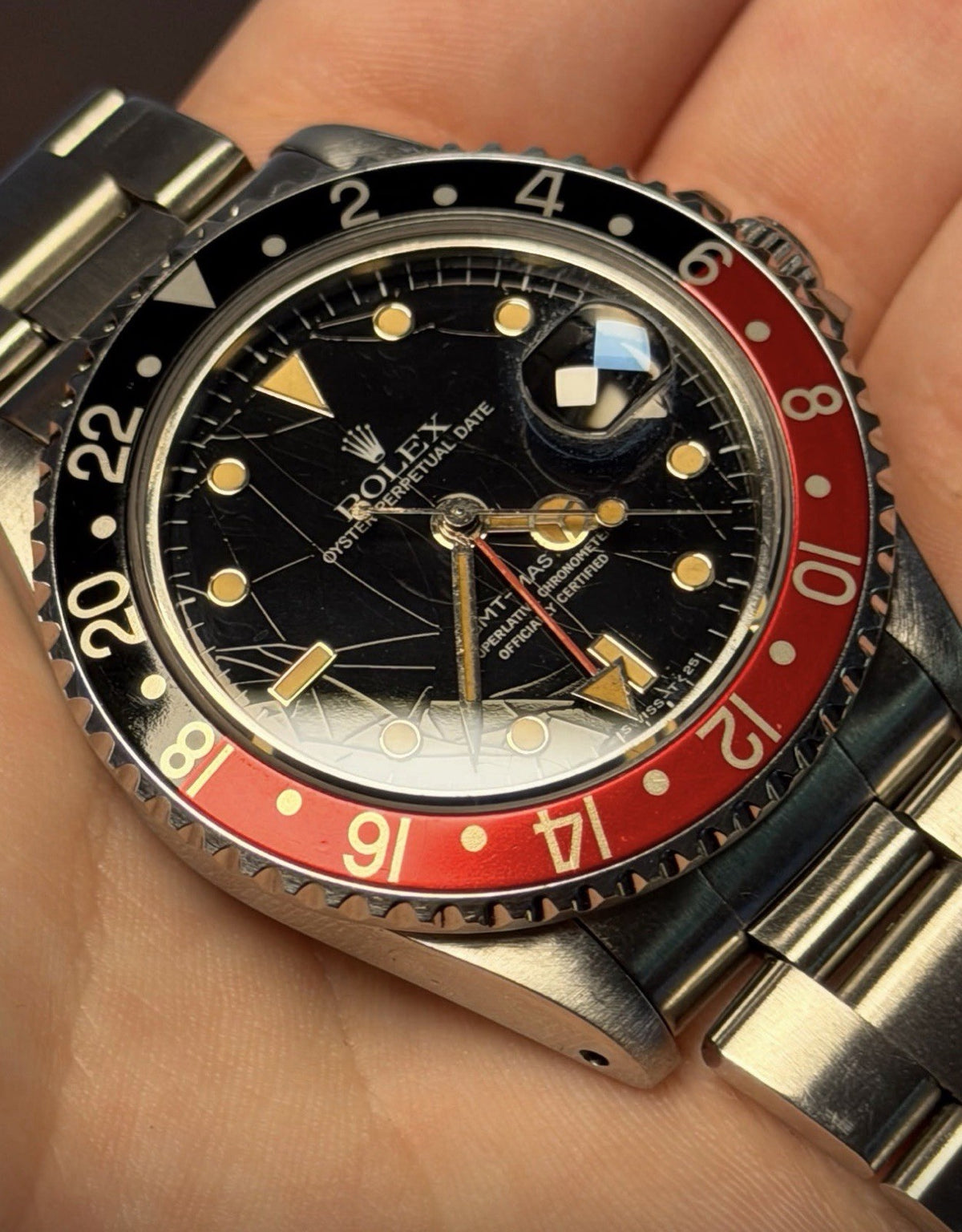 ROLEX GMT 16700 1991 COKE  GMT UNBELIVEABLE PUMPKIN SPIDER DIAL - Collect £79500
