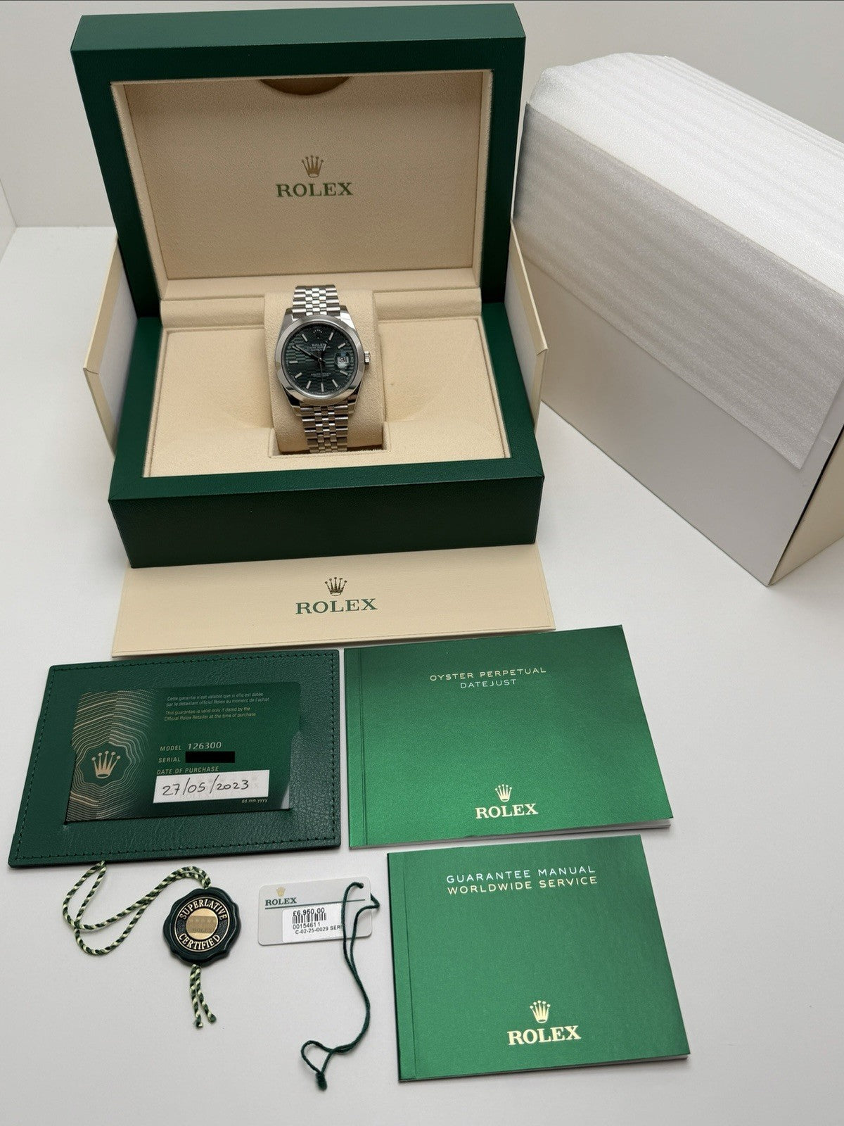 Rolex Datejust 126300 - Green Motif Dial - 2023 Full Set - £10,500 Collection9