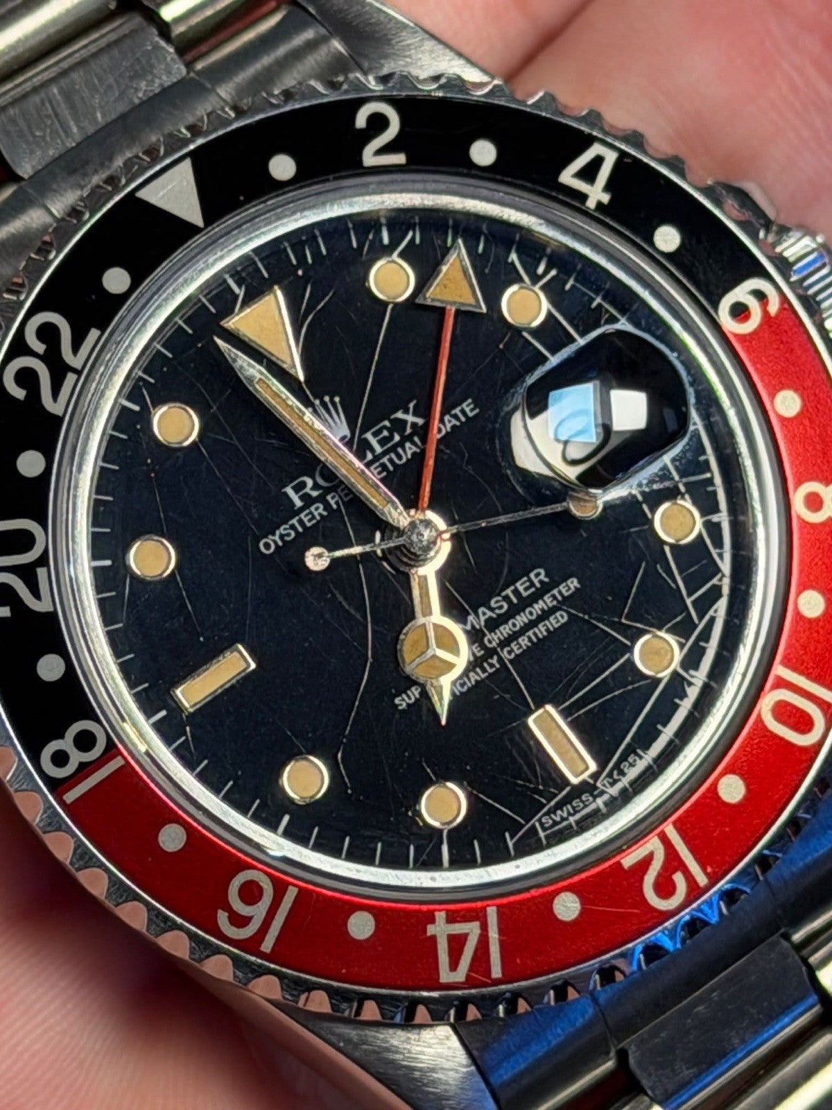 ROLEX GMT 16700 1991 COKE  GMT INCREDIBLE PUMPKIN SPIDER DIAL - Collect £85006