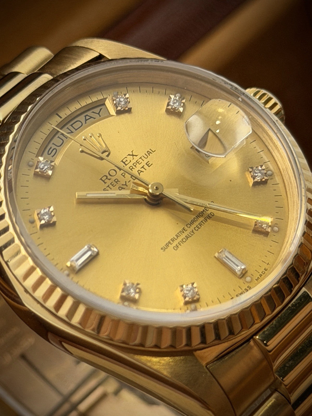 Rolex Day-Date 36 - 18238 - Factory Champagne Diamond Dial - Boxed2
