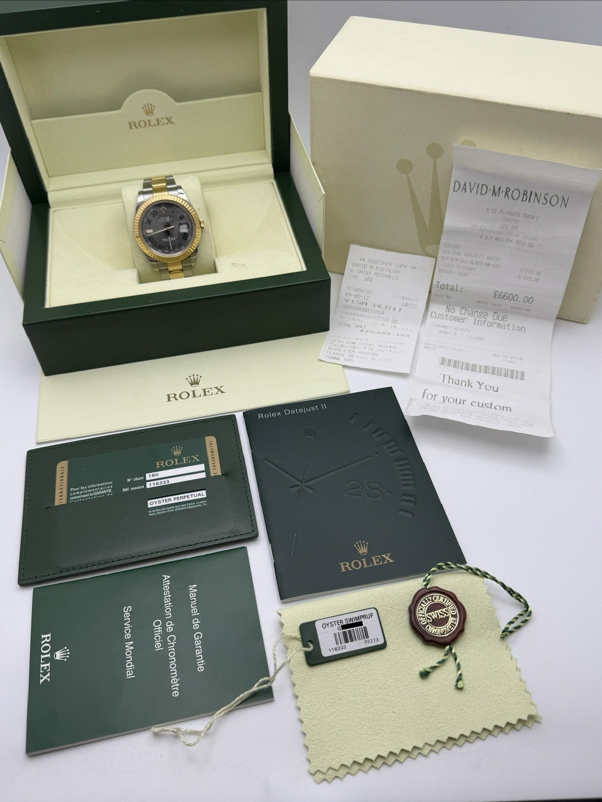 Rolex Datejust II 41mm - 116333 Steel & Gold Wimbledon - Full Set £8250 Collect8